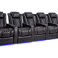 by Valencia Seating Sofa Row of 5 | Width: 146" Height: 43.5" Depth: 39.25" / Midnight Black Valencia Tuscany Slim Home Theater Seating