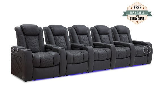 by Valencia Seating Sofa Row of 5 | Width: 160.5" Height: 43.5" Depth: 39.25" / Charcoal Grey Valencia Tuscany Home Theater Seating