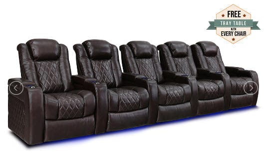 by Valencia Seating Sofa Row of 5 | Width: 160.5" Height: 43.5" Depth: 39.25" / Dark Chocolate Valencia Tuscany Home Theater Seating