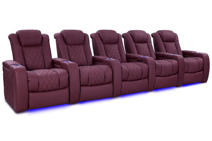 by Valencia Seating Sofa Row of 5 | Width: 160.5" Height: 43.5" Depth: 39.75" / Burgundy Valencia Tuscany Ultimate Edition