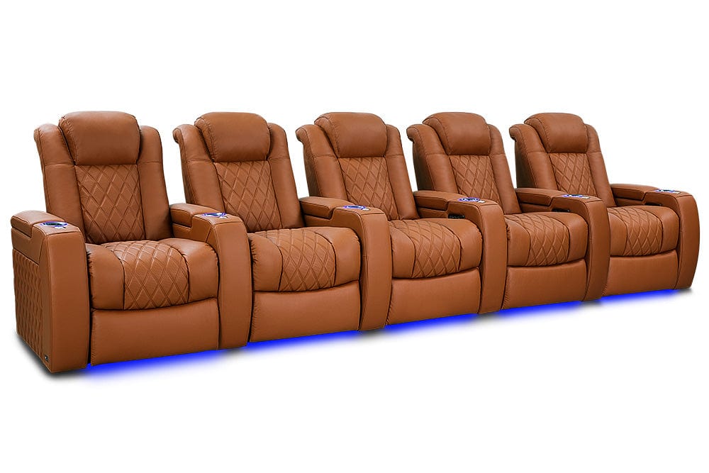 by Valencia Seating Sofa Row of 5 | Width: 160.5" Height: 43.5" Depth: 39.75" / Royal Cognac Valencia Tuscany Ultimate Edition