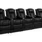 by Valencia Seating Sofa Row of 5 | Width: 160.5” Height: 50.5” Depth: 39.75” / Midnight Black Valencia Tuscany Theater Seating With Risers