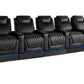 by Valencia Seating Sofa Row of 5 | Width: 161.75” Height: 49.75” Depth: 38” / Midnight Black Valencia Oslo Theater Seating With Risers