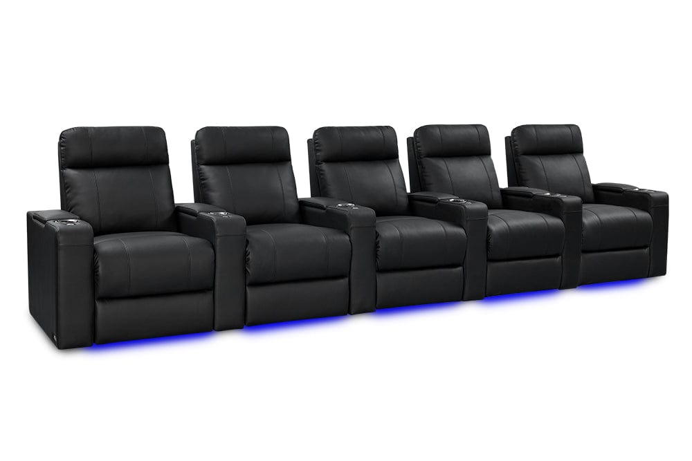 by Valencia Seating Sofa Row of 5 | Width: 162" Height: 42" Depth: 38.75" / Onyx Valencia Piacenza Luxury Edition