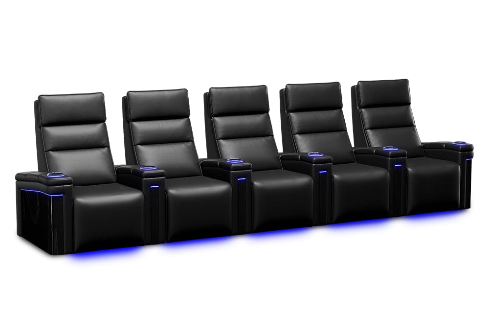 by Valencia Seating Sofa Row of 5 | Width: 165.75" Height: 47" Depth: 34" / Carbon Black Valencia Monza Carbon Fiber Home Theater Seating