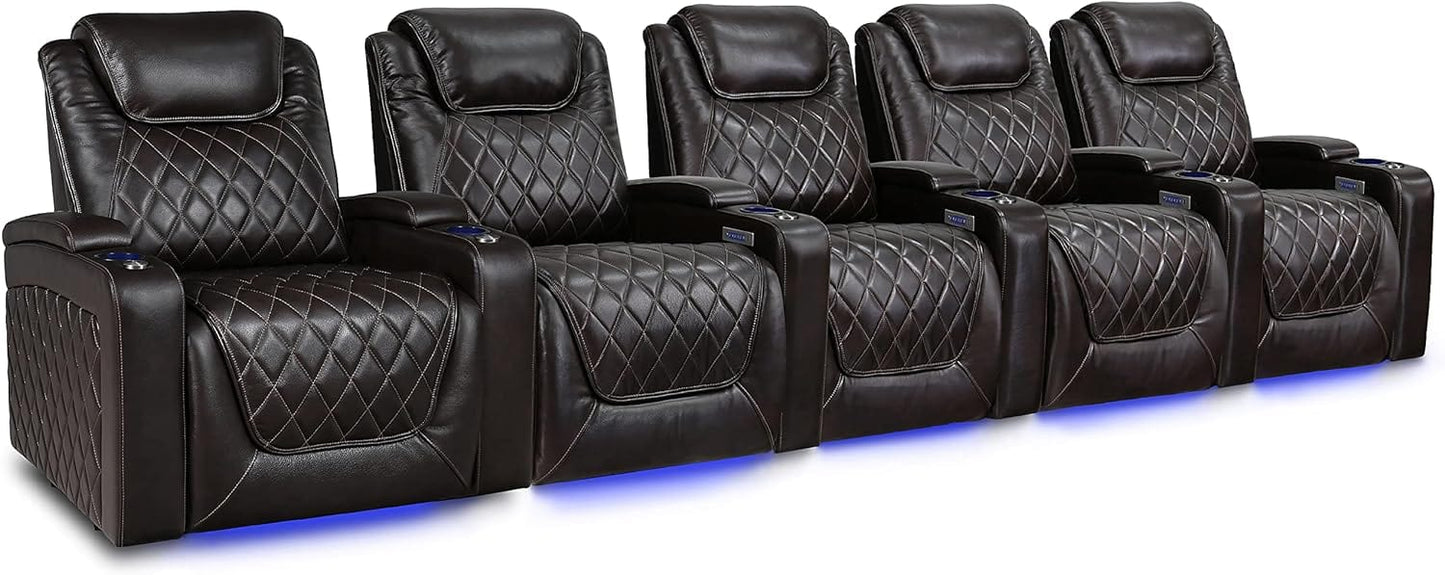 by Valencia Seating Sofa Row of 5 - Width: 169" Height: 45" Depth: 38" / Dark Chocolate / Regular Spec (300 LBs Sitting Weight Limit) Valencia Oslo XL Home Theater Seating