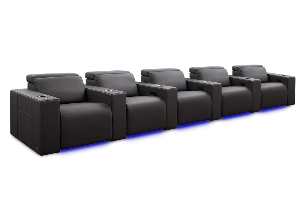 by Valencia Seating Sofa Row of 5 | Width: 189.5" Height: 33" Depth: 39" / Graphite Valencia Barcelona Grand Ultimate Luxury Edition