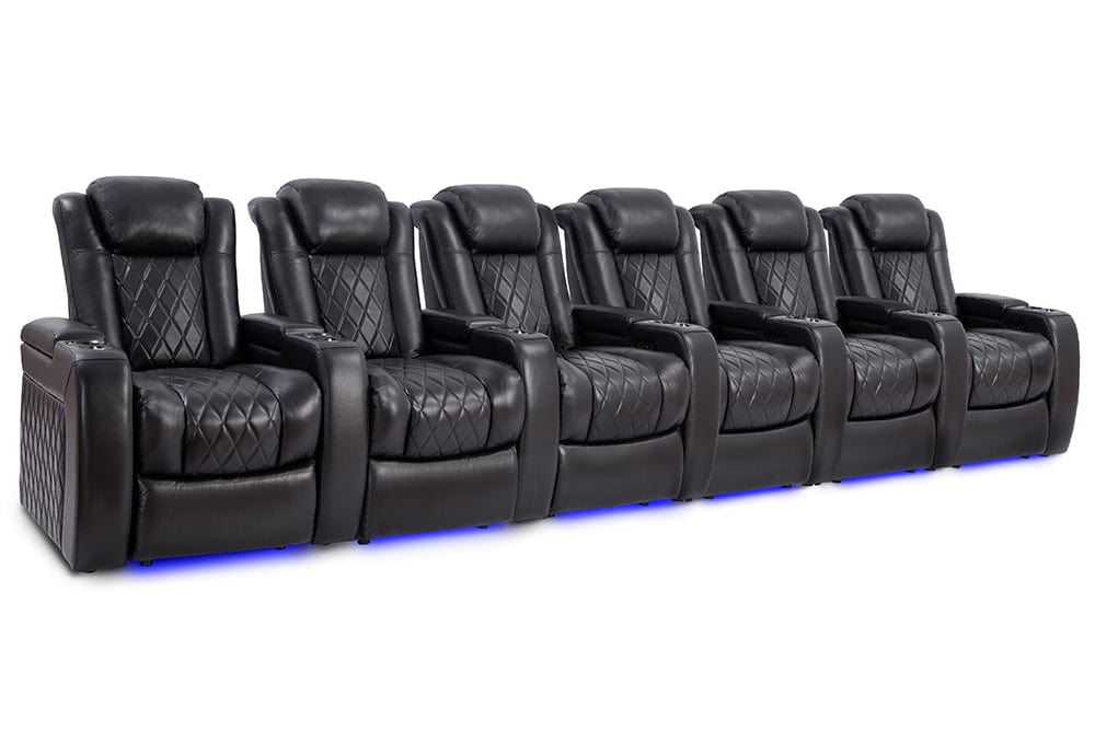 by Valencia Seating Sofa Row of 6 - Width: 174" Height: 43.5" Depth: 39.25" / Midnight Black Valencia Tuscany Slim Home Theater Seating