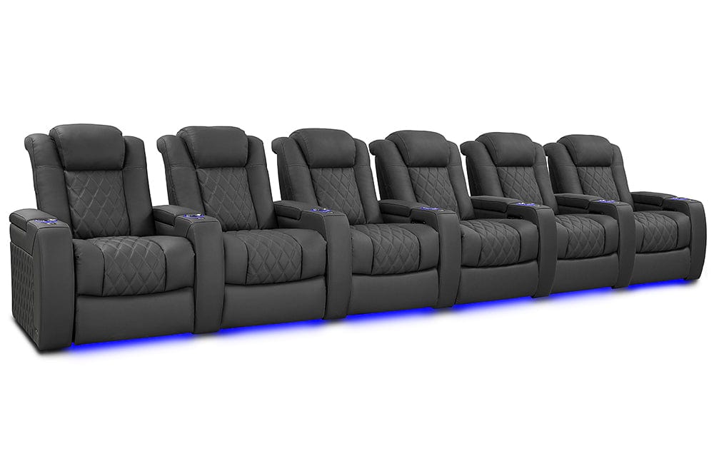 by Valencia Seating Sofa Row of 6 | Width: 200.5" Height: 46" Depth: 39.5" / Graphite Valencia Tuscany XL Luxury Edition