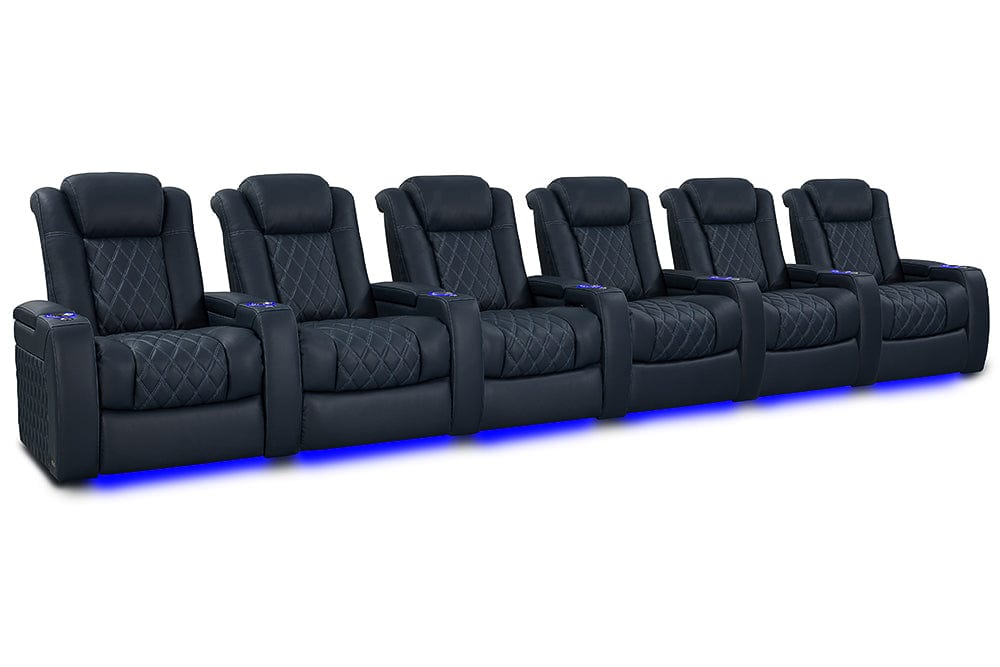 by Valencia Seating Sofa Row of 6 | Width: 200.5" Height: 46" Depth: 39.5" / Moonlight Blue Valencia Tuscany XL Luxury Edition