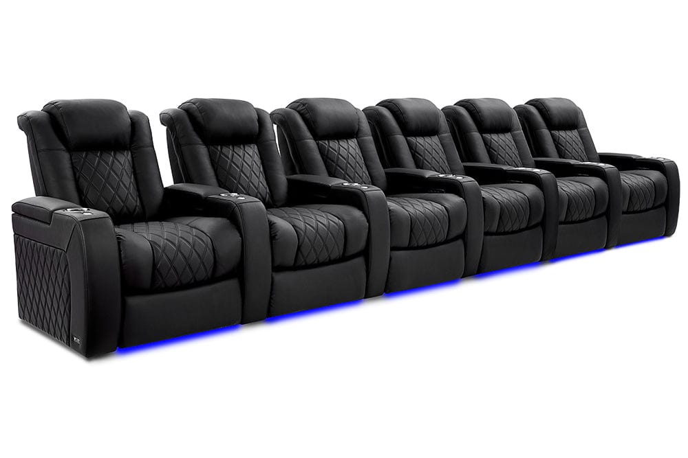 by Valencia Seating Sofa Row of 6 | Width: 200.5" Height: 46" Depth: 39.5" / Onyx Valencia Tuscany XL Ultimate Edition