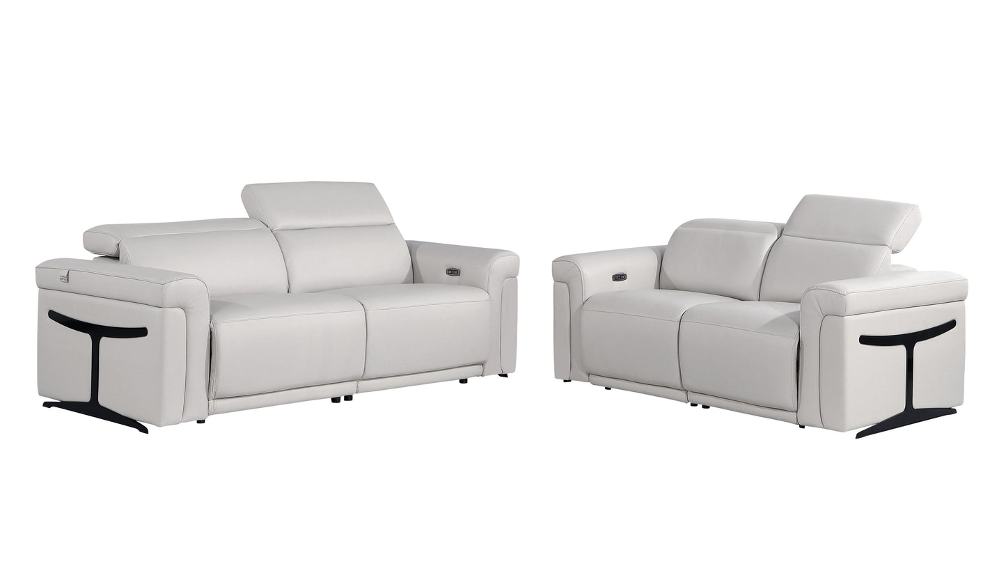 Global United Furniture Sofa 2PC Set - Sofa | Loveseat / Light Gray Global United 1126 - Divanitalia Power Reclining 2PC Sofa Set