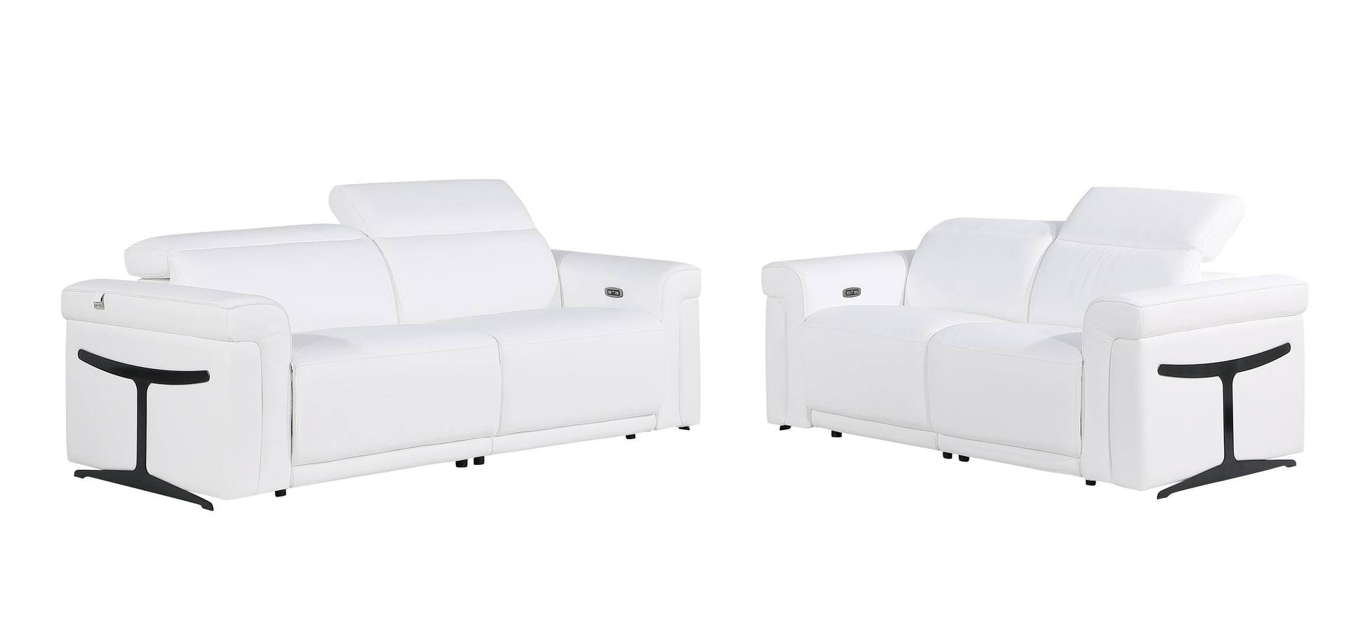 Global United Furniture Sofa 2PC Set - Sofa | Loveseat / White Global United 1126 - Divanitalia Power Reclining 2PC Sofa Set