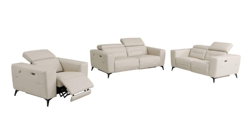 Global United Furniture Sofa 3PC Set - Sofa | Loveseat | Armchair / Beige Global United 989 - Divanitalia Power Reclining 3PC Sofa Set