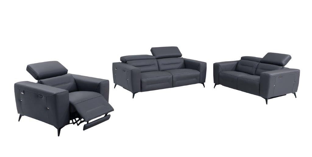 Global United Furniture Sofa 3PC Set - Sofa | Loveseat | Armchair / Dark Gray Global United 989 - Divanitalia Power Reclining 3PC Sofa Set