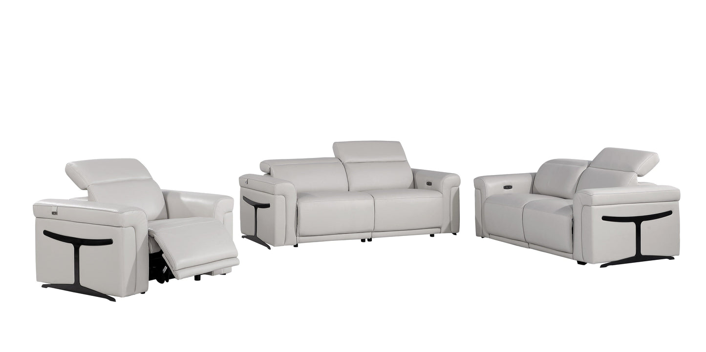 Global United Furniture Sofa 3PC Set - Sofa | Loveseat / Light Gray Global United 1126 - Divanitalia Power Reclining 3PC Sofa Set