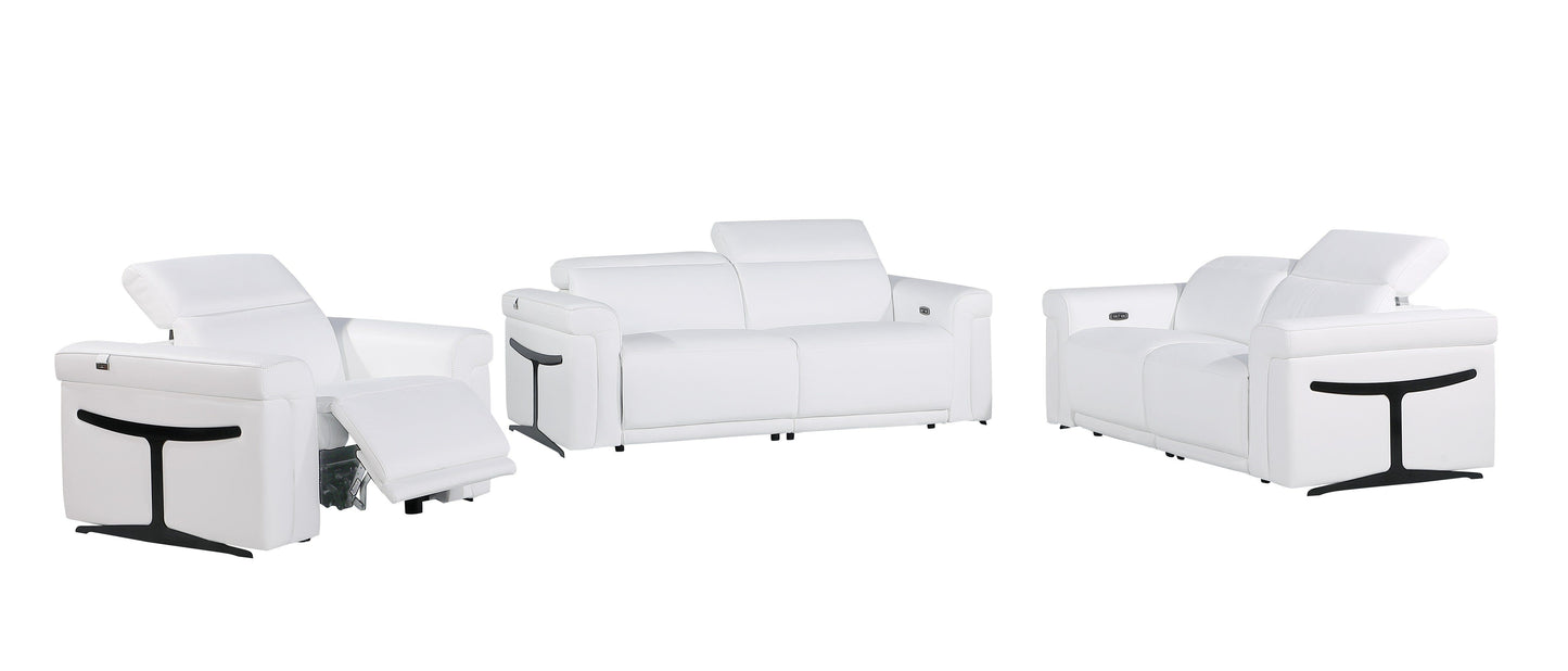 Global United Furniture Sofa 3PC Set - Sofa | Loveseat / White Global United 1126 - Divanitalia Power Reclining 3PC Sofa Set