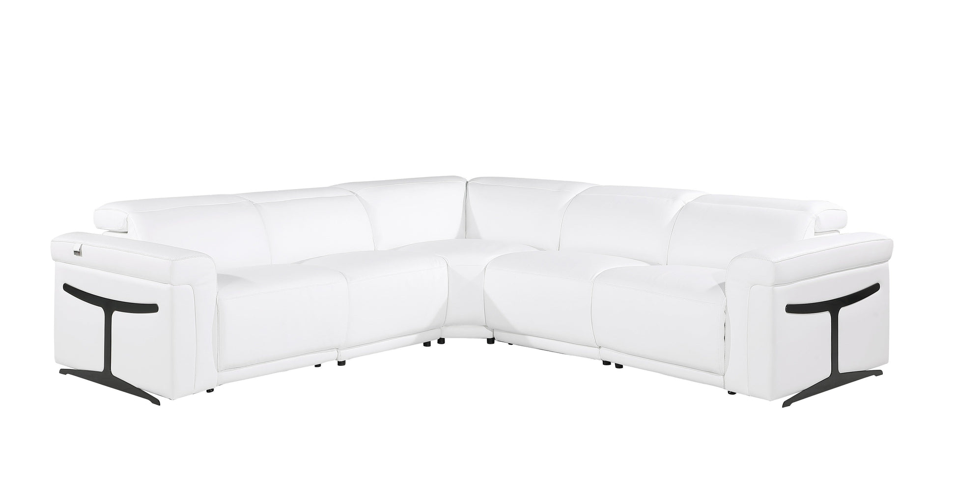 Global United Furniture Sofa 5PC Sectional | 3 Power Reclining / White Global United 1126 - Divanitalia 3-Power Reclining 5PC Sectional