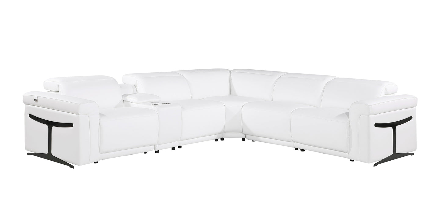 Global United Furniture Sofa 6PC Sectional | 3 Power Reclining / White Global United 1126 - Divanitalia 3-Power Reclining 6PC Sectional