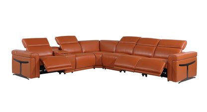 Global United Furniture Sofa 7PC Sectional | 3 Power Reclining / Camel Global United 1126 - Divanitalia Power Reclining 7PC Sectional