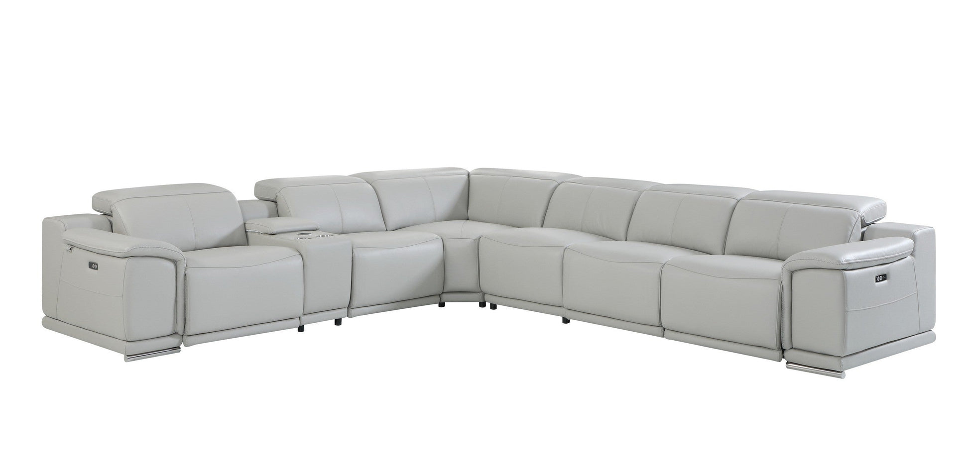 Global United Furniture Sofa Global United 9762 - Divanitalia Power Reclining 7PC Sectional w/ 1-Console