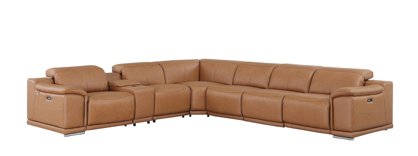 Global United Furniture Sofa Global United 9762 - Divanitalia Power Reclining 7PC Sectional w/ 1-Console