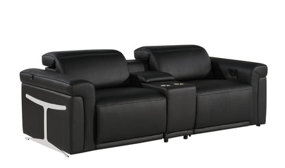 Global United Furniture Sofa Loveseat | Row of 2 / Black Global United 1126 - Divanitalia 3PC Power Reclining Loveseat With Power Headrest