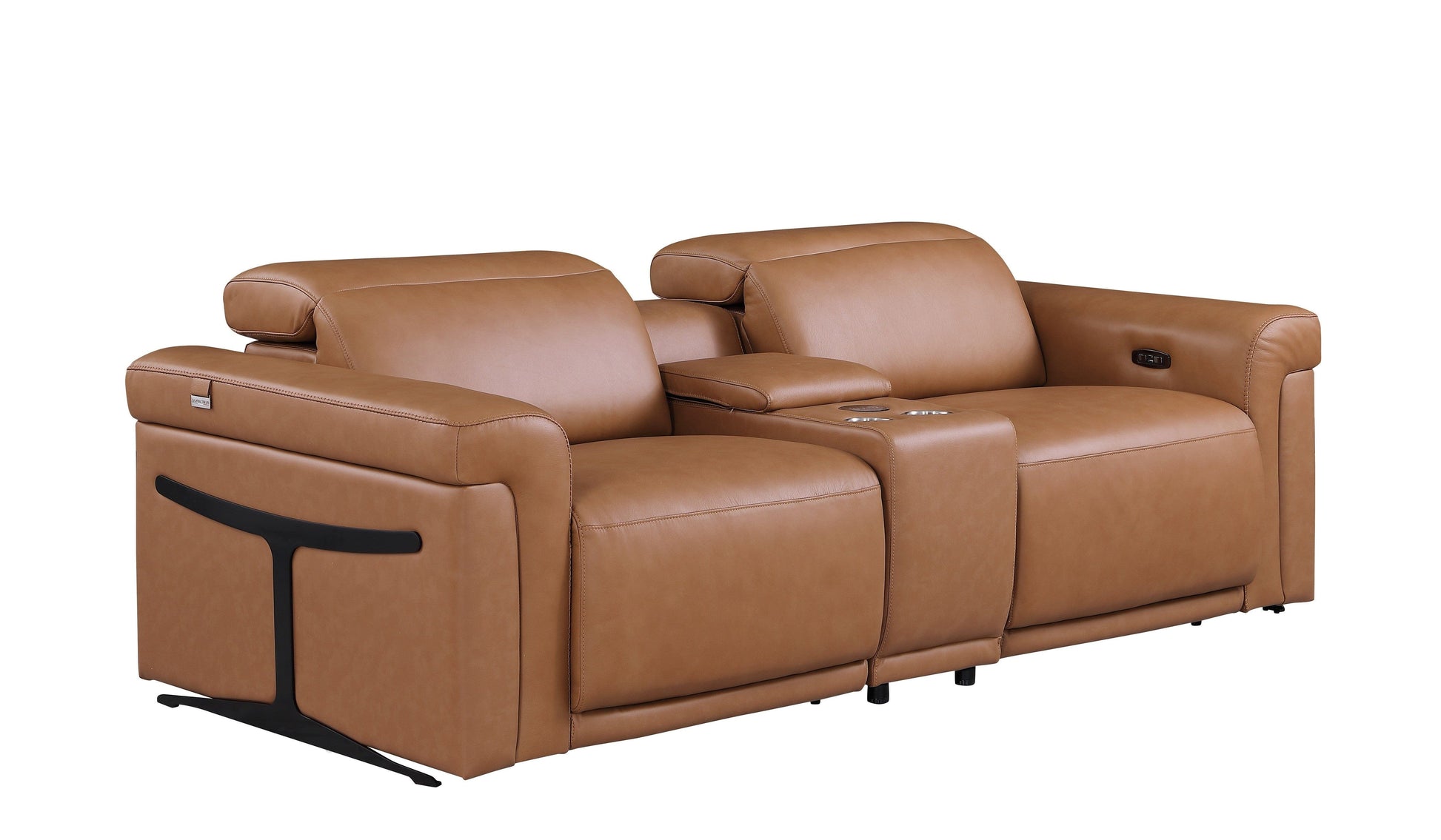 Global United Furniture Sofa Loveseat | Row of 2 / Cognac Global United 1126 - Divanitalia 3PC Power Reclining Loveseat