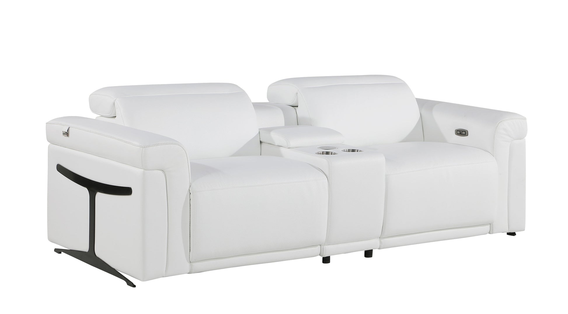 Global United Furniture Sofa Loveseat | Row of 2 / White Global United 1126 - Divanitalia 3PC Power Reclining Loveseat With Power Headrest
