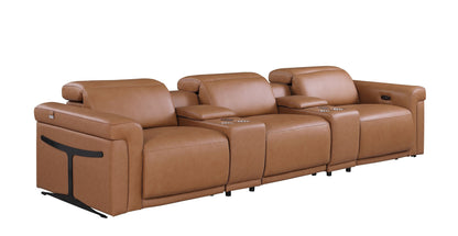 Global United Furniture Sofa Sofa | Row of 3 / Cognac Global United 1126 - Divanitalia 5PC Power Reclining Sofa