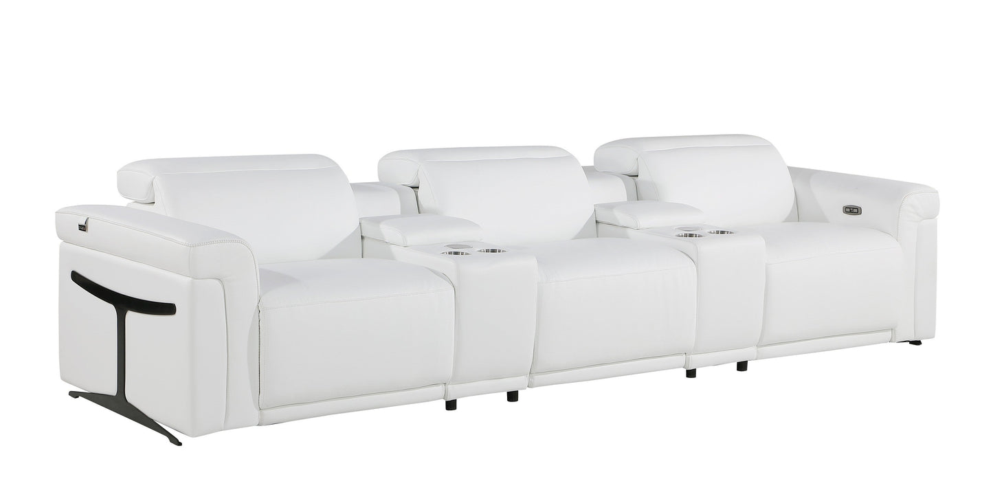 Global United Furniture Sofa Sofa | Row of 3 / White Global United 1126 - Divanitalia 5PC Power Reclining Sofa
