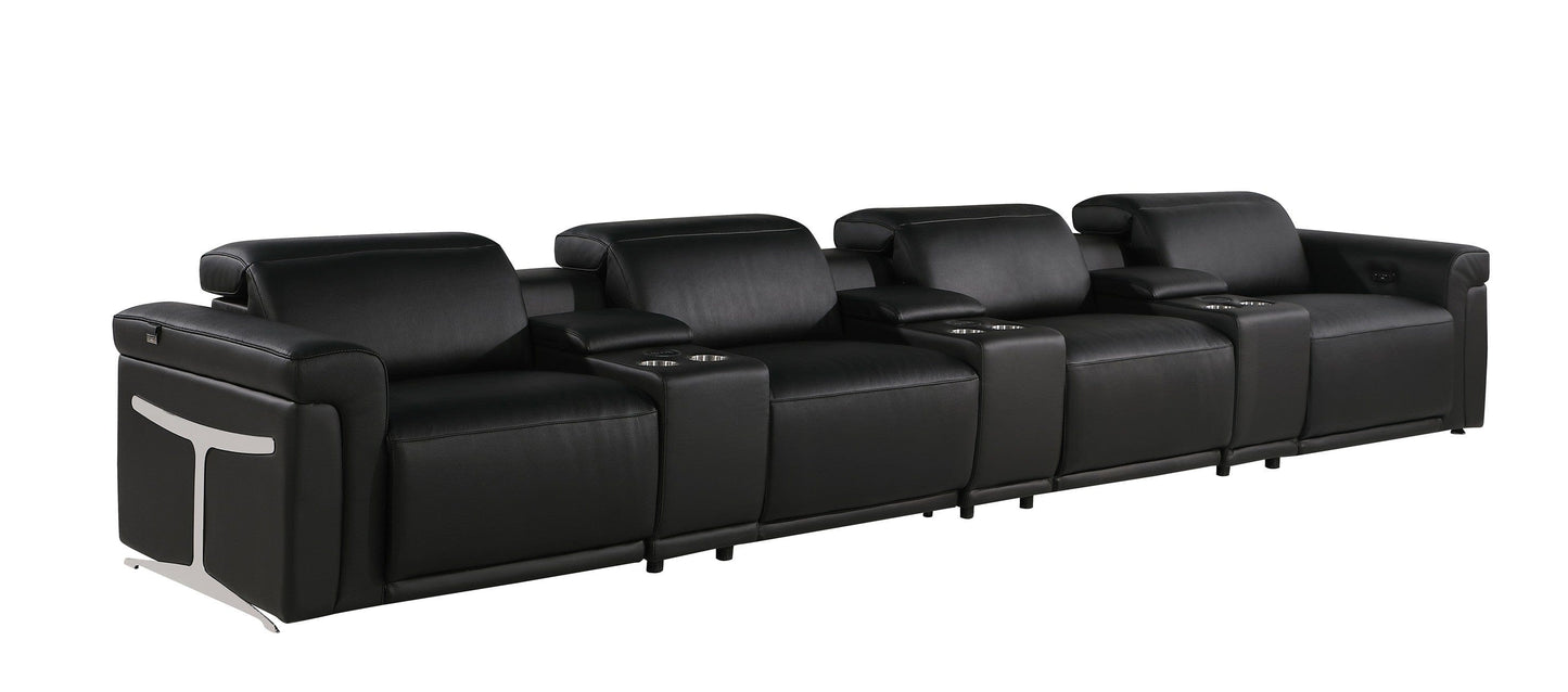 Global United Furniture Sofa Sofa | Row of 4 / Black Global United 1126 - Divanitalia 7PC Power Reclining Sofa