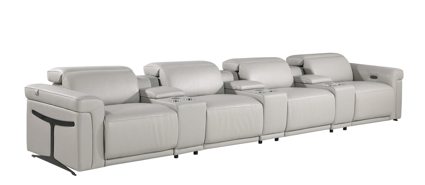 Global United Furniture Sofa Sofa | Row of 4 / Light Gray Global United 1126 - Divanitalia 7PC Power Reclining Sofa