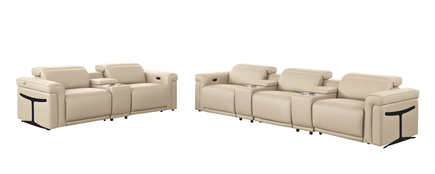 Global United Furniture Sofa Sofa set | Row of 3 & Row of 2 / Beige Global United 1126 - Divanitalia 8PC Power Reclining Sofa Set