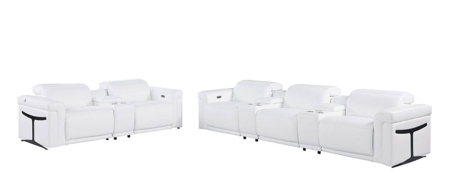 Global United Furniture Sofa Sofa set | Row of 3 & Row of 2 / White Global United 1126 - Divanitalia 8PC Power Reclining Sofa Set