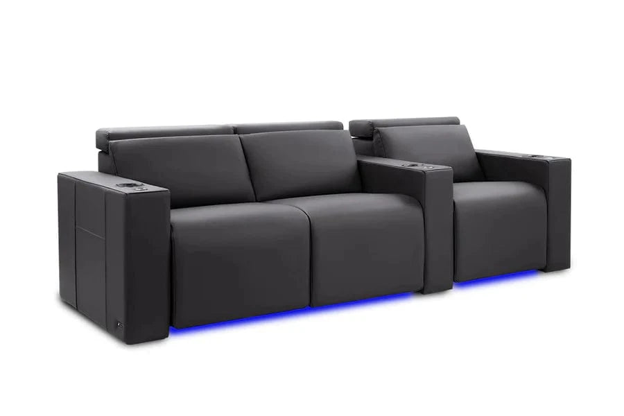 Valencia Theater Seating Sofa Row of 3 - Loveseat Left | Width: 87" Height: 35.5" Depth: 41.5" / Charcoal Grey Valencia Barcelona Home Theater Seating