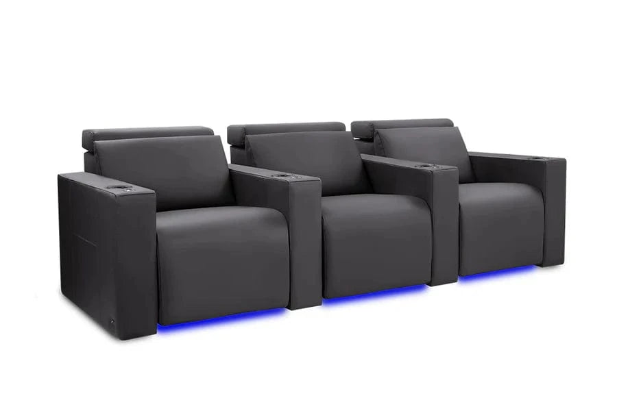 Valencia Theater Seating Sofa Row of 3 | Width: 93" Height: 35.5" Depth: 41.5" / Charcoal Grey Valencia Barcelona Home Theater Seating