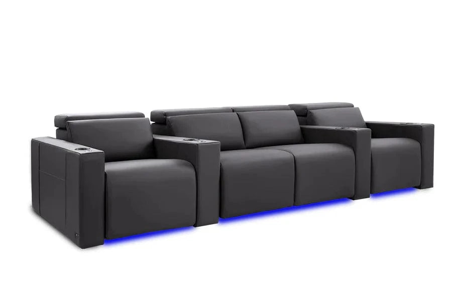 Valencia Theater Seating Sofa Row of 4 - Loveseat Center | Width: 116" Height: 35.5" Depth: 41.5" / Charcoal Grey Valencia Barcelona Home Theater Seating