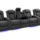 Valencia Theater Seating Sofa Row of 5 with Dropdown Center | Width: 160.5" Height: 43.5" Depth: 40" / Graphite Valencia Tuscany Luxury Console Edition